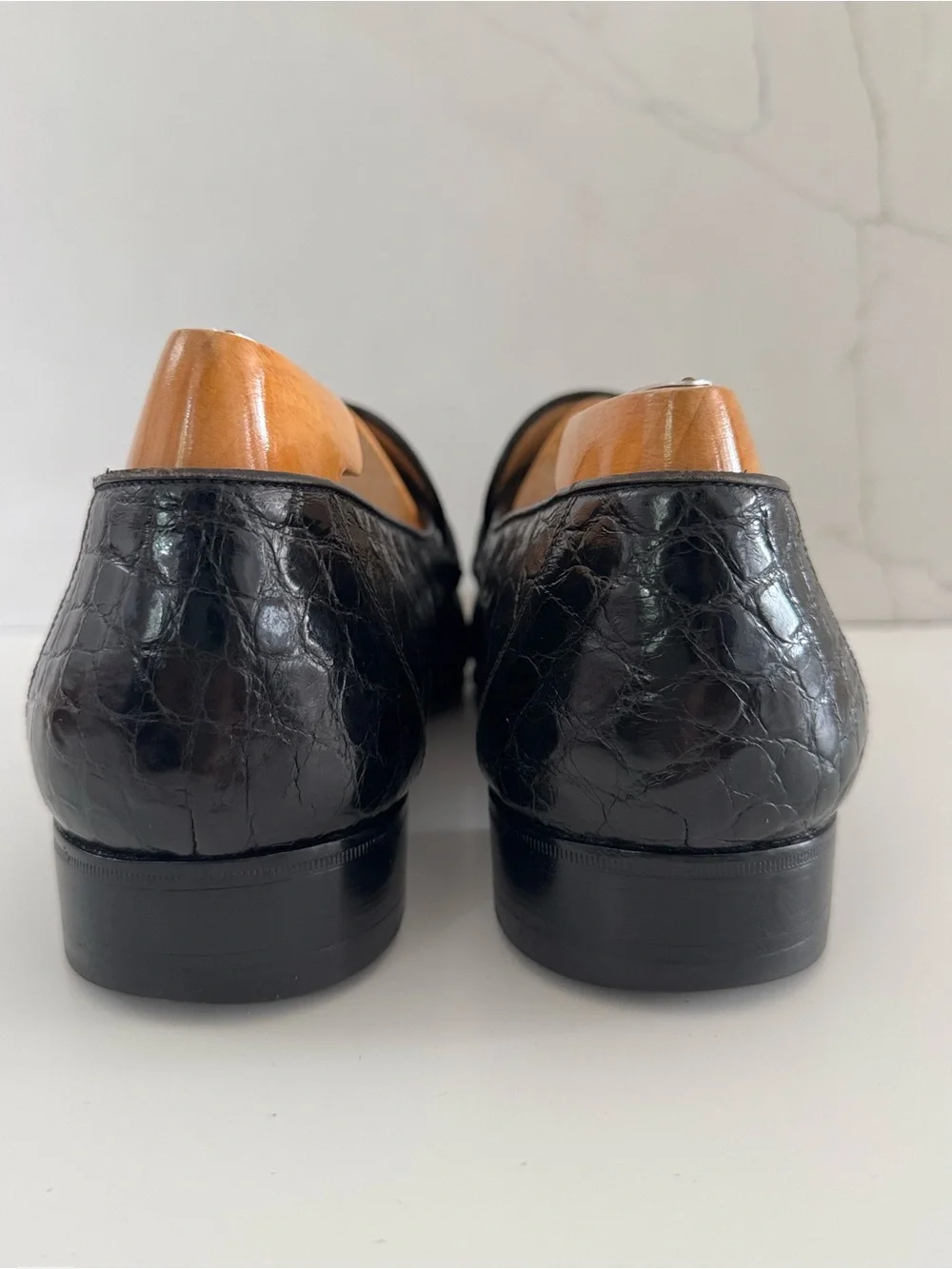Gucci Vintage Black- Horsebit crocodile-embossed loafers Shoes  Sz 42.5-US 9-9.5